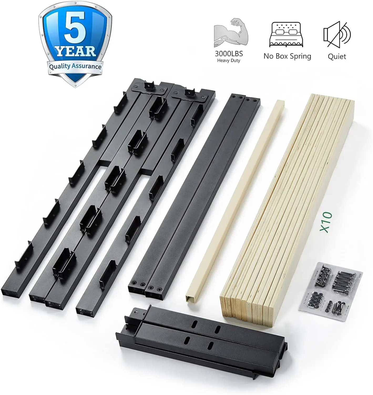 Estrutura de cama de metal DDPNKL de 16 polegadas, estrutura de cama resistente com ripas de madeira, base de colchão de 16 polegadas/sem necessidade de molas