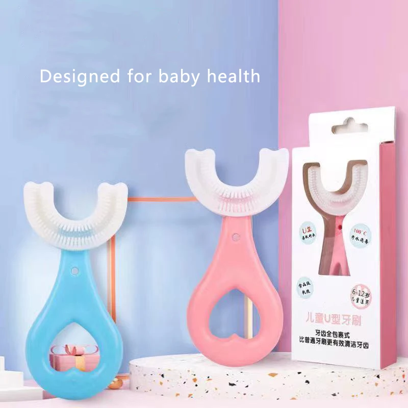 2pcs U Shaped Kids Toothbrush Baby Teeth Cleaning Brushing Instrument Children Oral Cleaning Toothbrush Brushing Tools