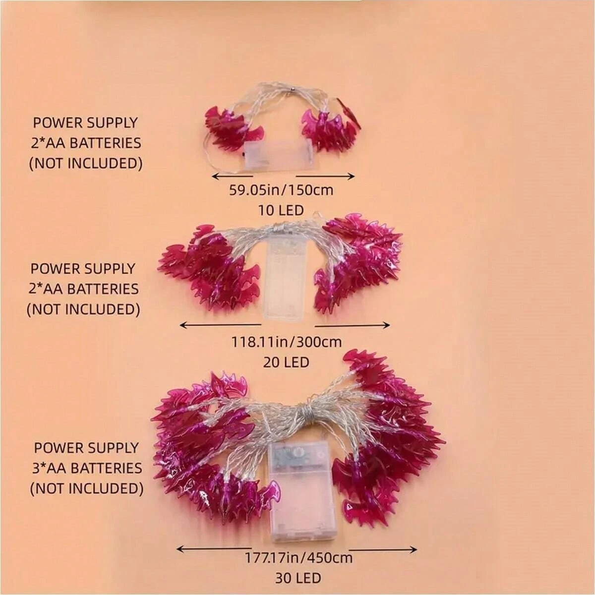 1 قطعة هالوين 10/20/30 LED الأرجواني الخفافيش سلسلة أضواء بطارية تعمل للمنزل الأطراف ساحة داخلي في الهواء الطلق هالوين الديكور