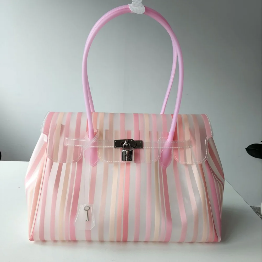 new-tpu-jelly-bag-single-shoulder-tote-bag-large-capacity-handbag-rainbow-stripe-high-beauty-beach-bag