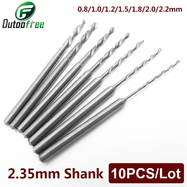10 sztuk/partia 2.35mm Shank wiertło kręte stal szybkotnąca do obróbki drewna Hss Bit żelazo stal nierdzewna plastikowe wiercenie spiralne okrągłe 0.8-2.2mm
