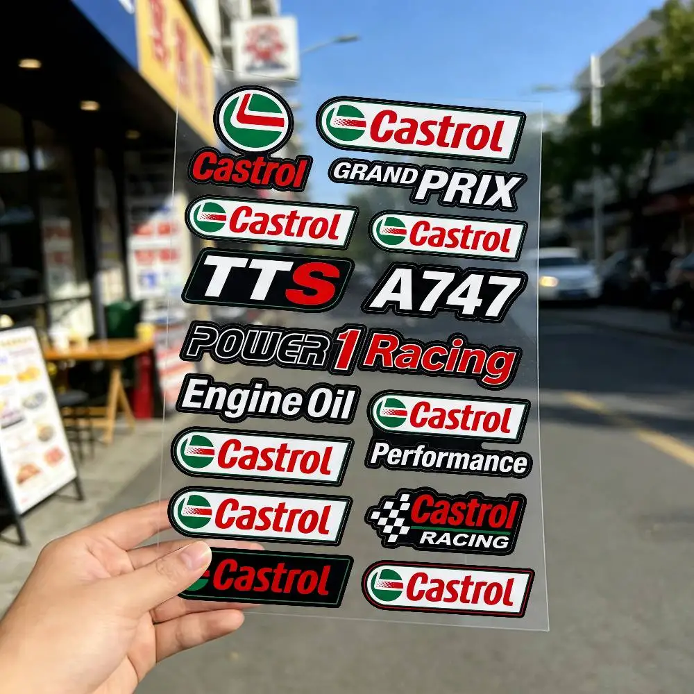 FOR CASTROL Safety Reflective Waterproof Auto Decal Scratch Cover Stickers Universal For Bike Helmet Mug Refrigerator