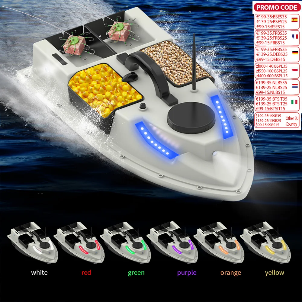 LOKEEVAN D19D Fishing Boat,RC Bait Boat 600M Wireless Remote Control Fishing Bait Boat with 4 Baits Container 2kg Load,12000 mAh