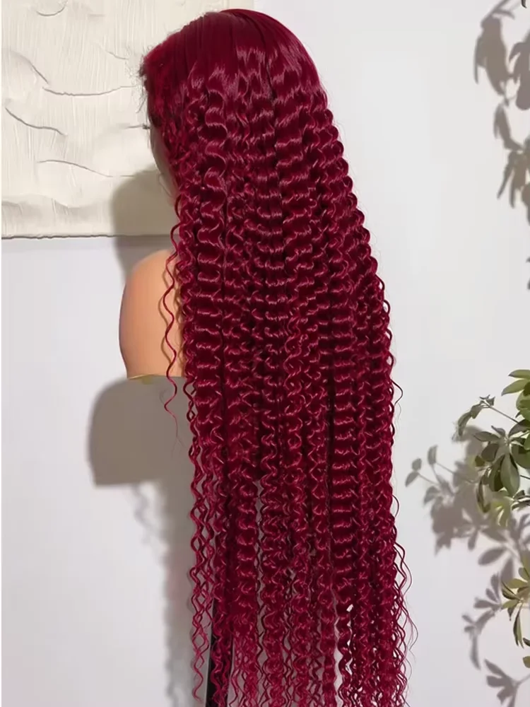 32 بوصة البرازيلي موجة عميقة 99J بورجوندي 13x6 HD الدانتيل الجبهة خصلات الشعر المستعار الإنسان مجعد 13x4 الدانتيل الباروكة الأمامية 5x5 غلويليس إغلاق شعر مستعار