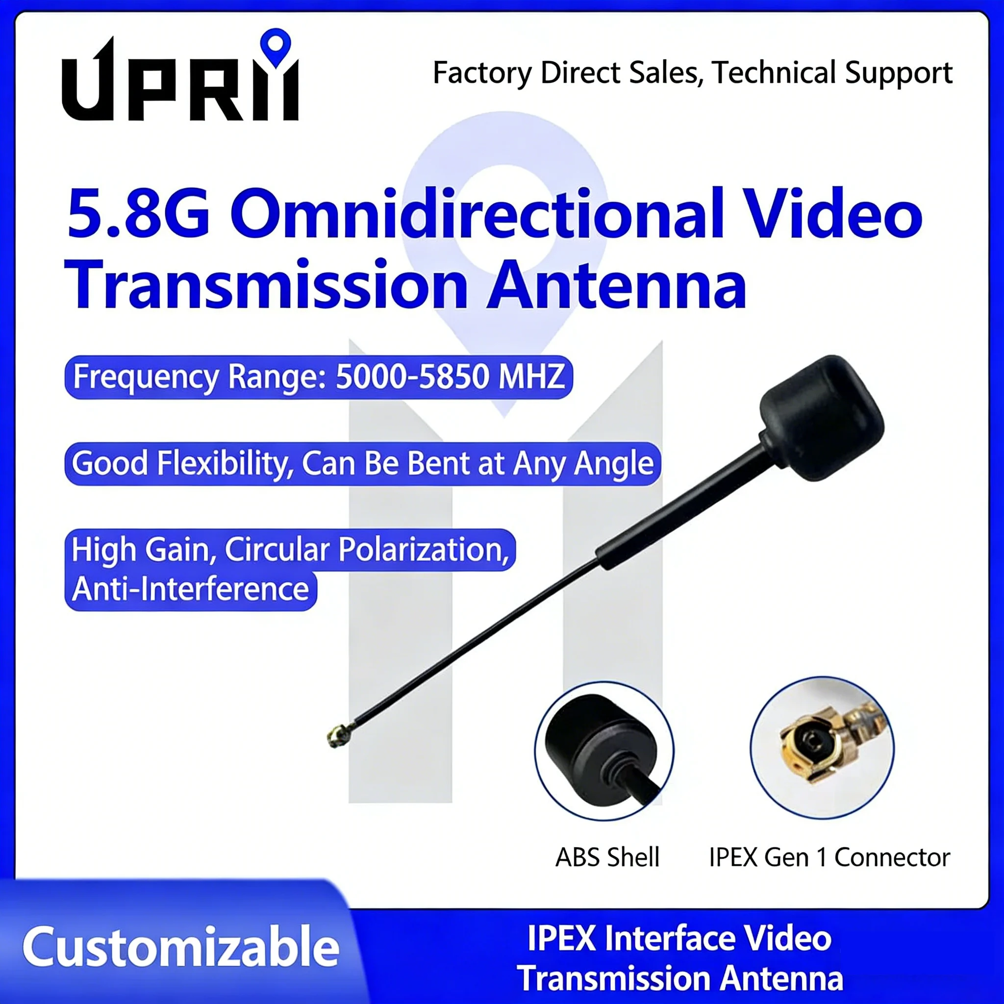 

5.8GHz LHCP 110/150mm IPEX VTX Antenna for FPV Freestyle Racing Drone, Compatible with Vista Runcam