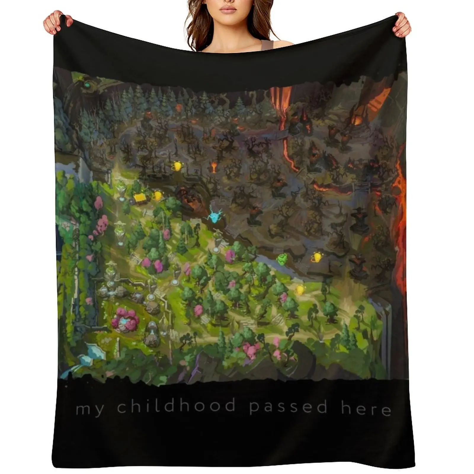 

Map DOTA 2 merch mid, top, bottom line Throw Blanket Hair Decorative Sofas Soft Plaid Blankets