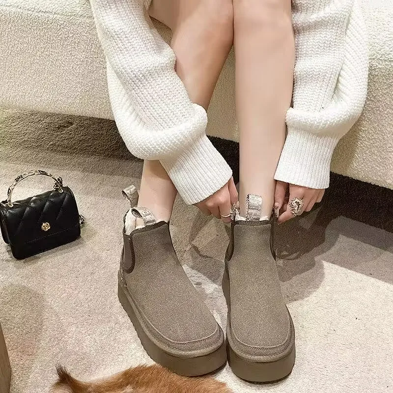 2024 Women's Snow Boots With Fleece Thick Sole Fur One Comfortable Warm Casual Non-Slip Cotton Shoes In A Variety Of Colors