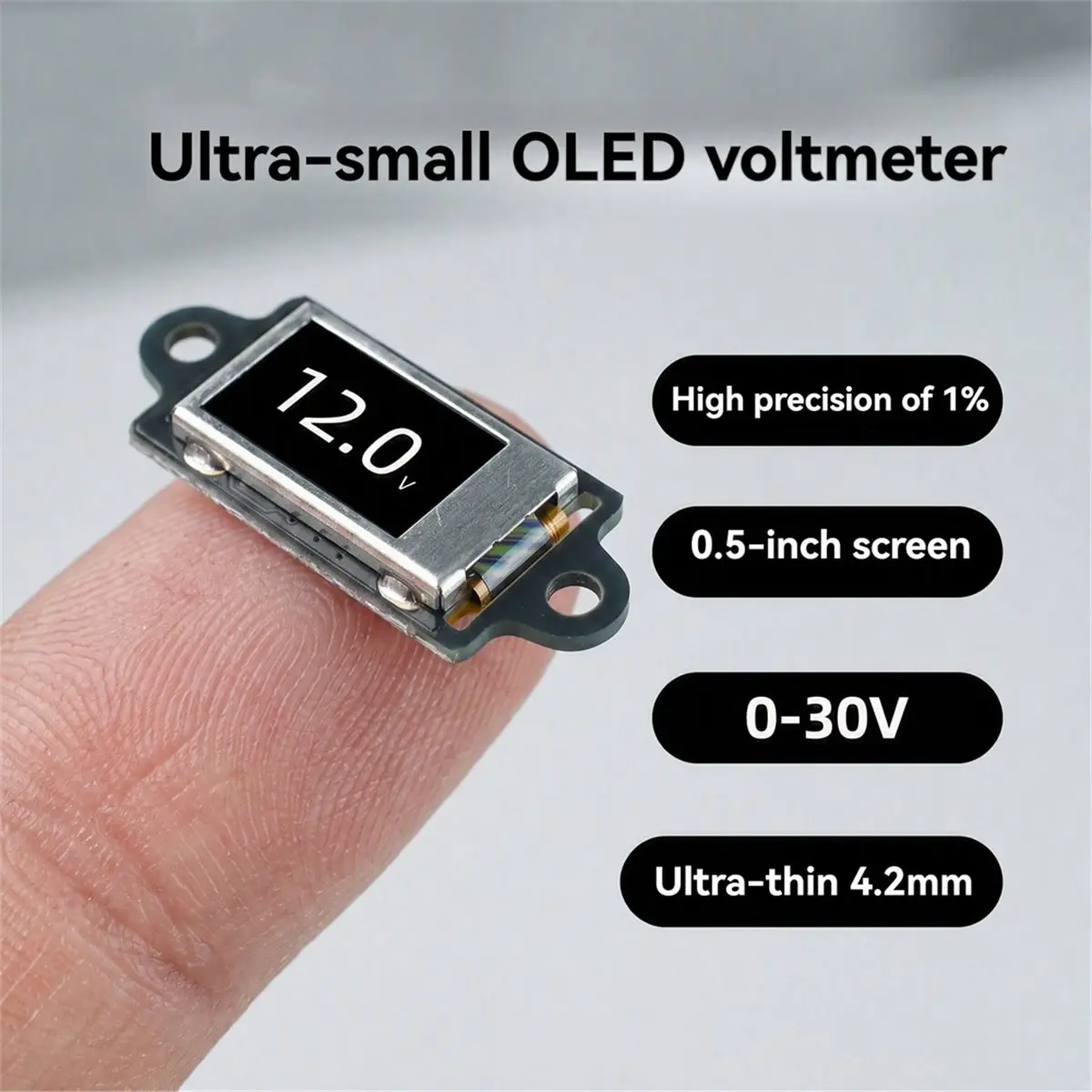 DT60 DC 0-30V Digital Voltmeter with 0.5inch OLED Display 12-Bit High- ADC Sampling Real-Time Voltage Monitor