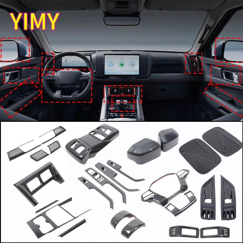 

ABS Carbon Fiber Kit Central Control CD Air Outlet Frame, Steering Wheel Decorative Frame, Gear Panel for BYD Shark SHARK 2024+