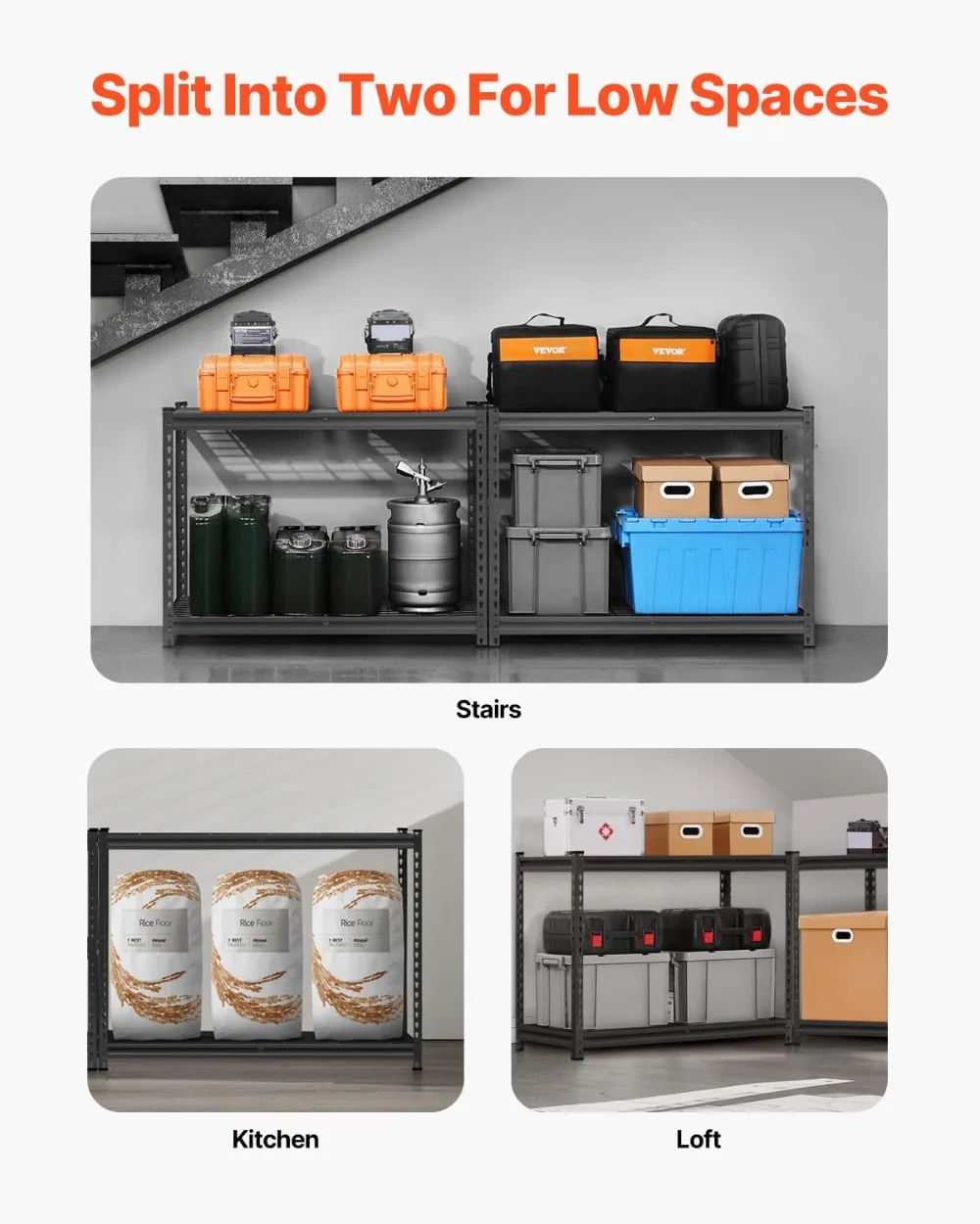 وحدة رفوف معدنية شديدة التحمل مكونة من 4 طبقات، سعة 2400 رطلاً، رف تخزين جراج قابل للتعديل لطابق السفلي في مستودع المطبخ