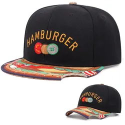 2024 New Fashion Hamburger Embroidered Hip Hop Snapback Cap Trend Unisex Sun Men Woman Baseball Hat Adjustable