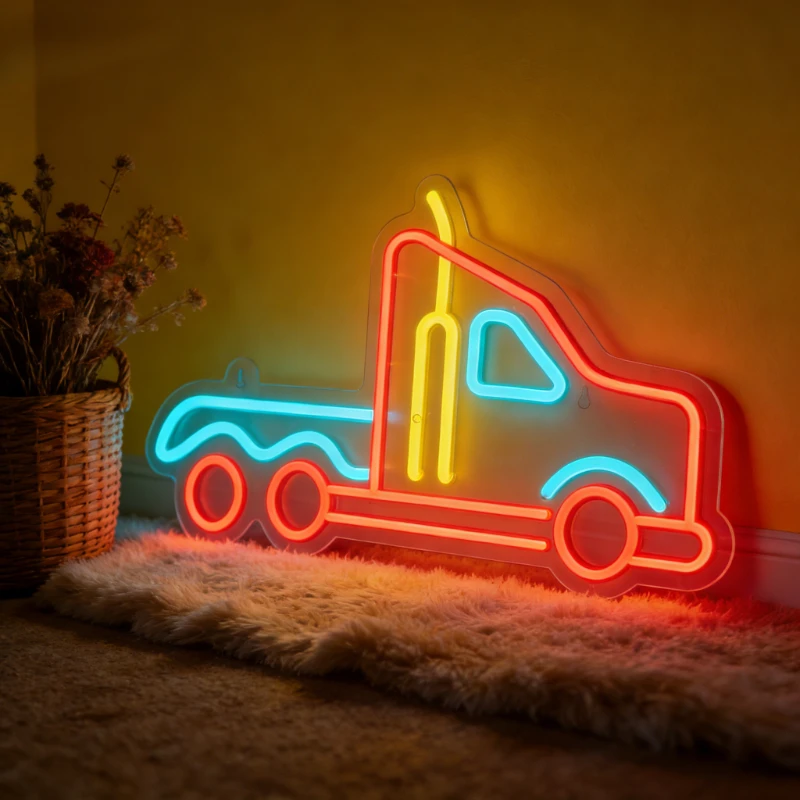 

Truck Neon Sign LED Night Light USB Semi Tractor Vehicle Art Decor Lamp for Boys Kids Bedroom Playroom Game Room Nursery Gift