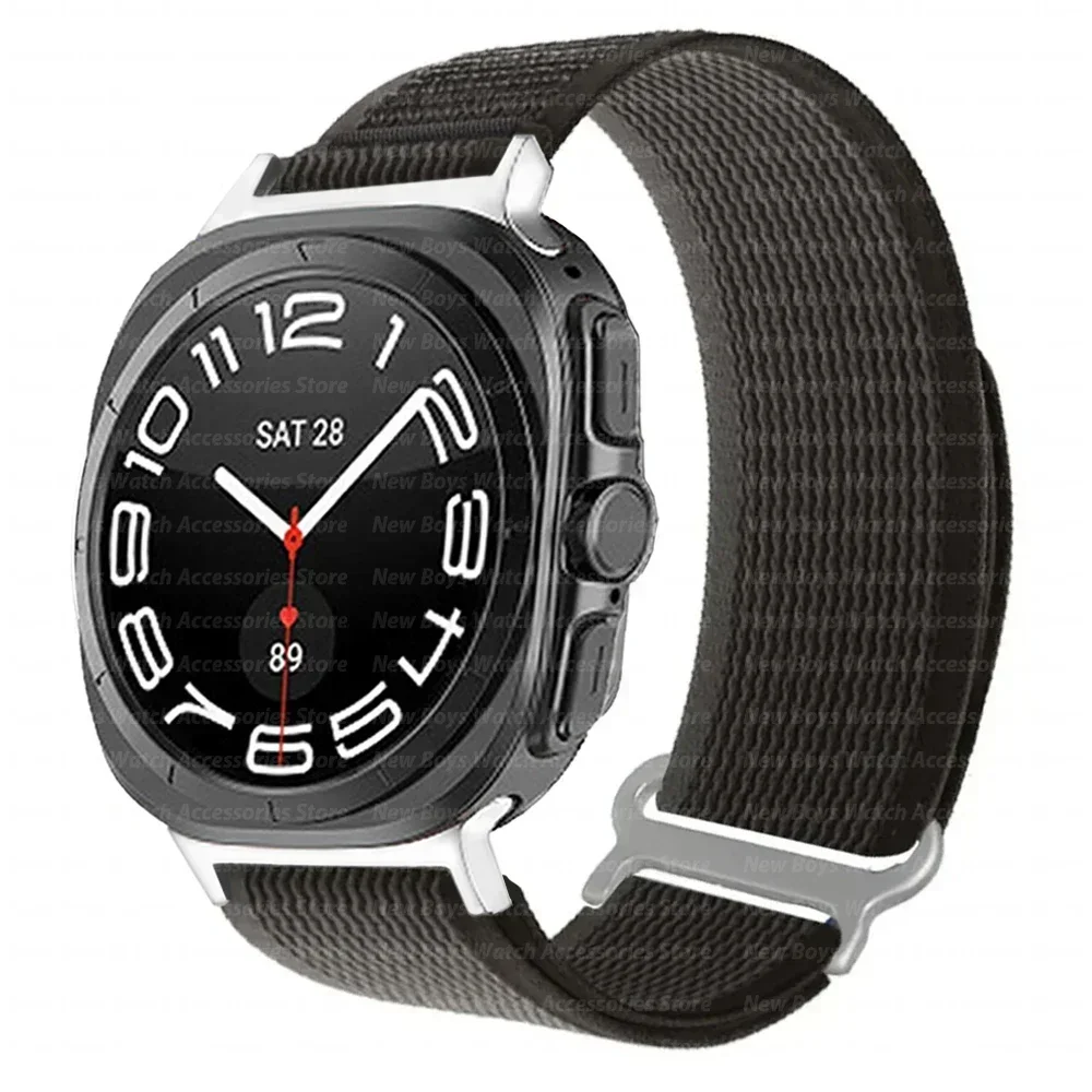 ナイロントラベルループストラップ Samsung Galaxy Watch 7 Ultra 47mm メンズスポーツバンド Galaxy 7 47mm ウルトラギャップなしカーブエンドブレスレット