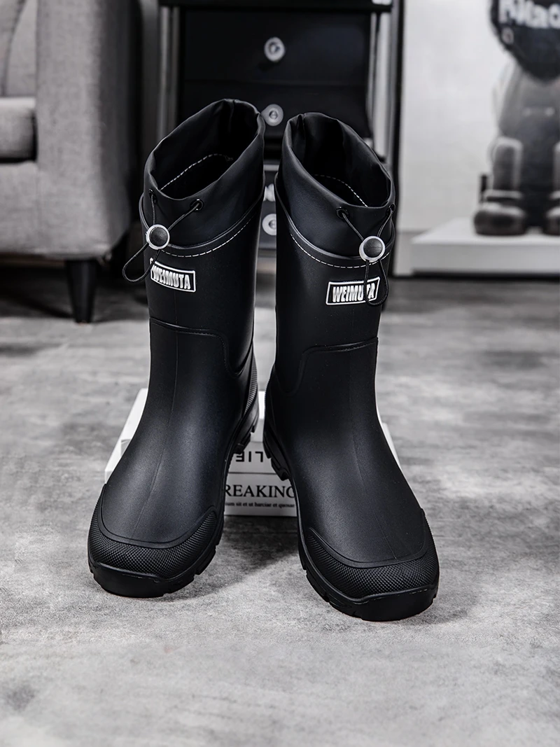 

Men's Winter Thick Bottom Waterproof Non-slip Long Tube Rain Boots Fishing Work Special Delivery Rider Professional Work Wate...