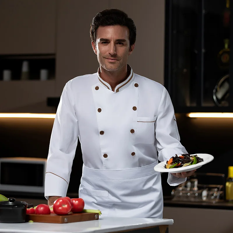 زي طاهٍ للمطاعم الغربية للخريف والشتاء، ملابس تقديم الطعام في الفنادق، مقصف الخباز، متجر الكيك، ملابس العمل بأكمام طويلة