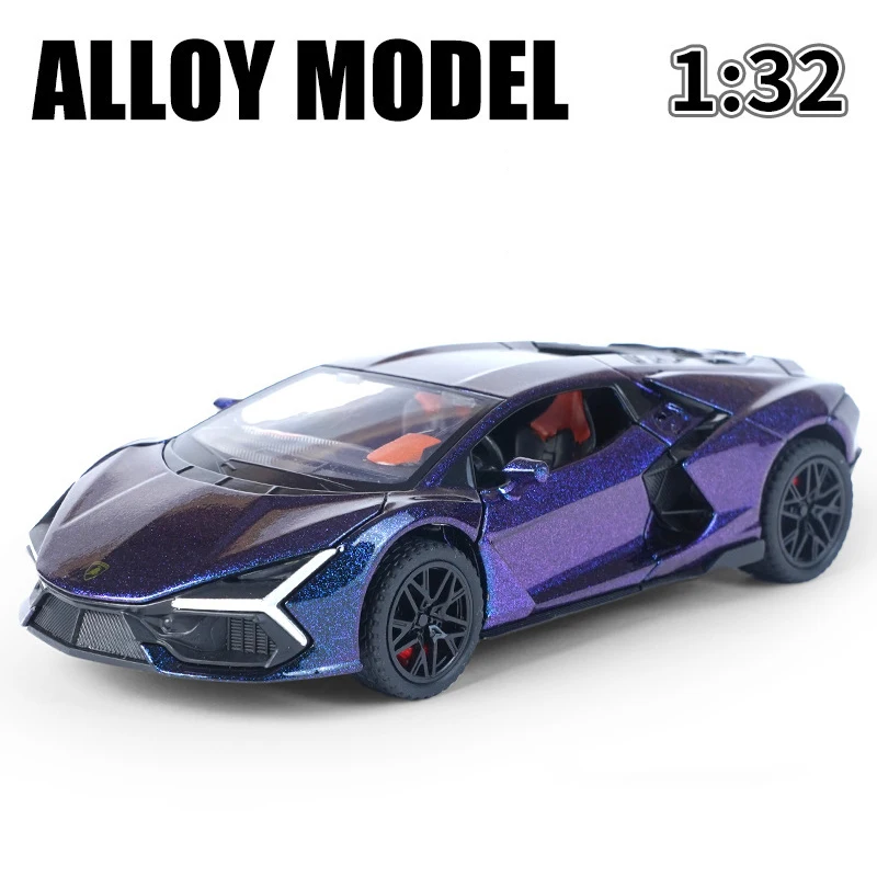 1:32 Lambos Revuelto Supercar Alloy Die Cast Toy Car Model Sound and Light Pull Back Children\'s Toy Collectibles Birthday gift