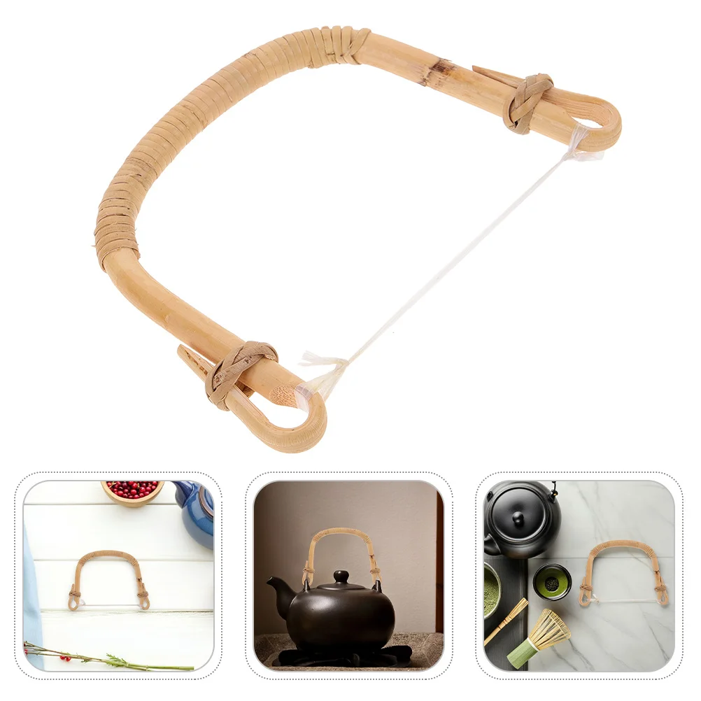 

2Pcs Replacement Teapot Handle Handwoven Wood Grip Heat-Resistant for Chinese Japanese Kettle Teapot Accessories