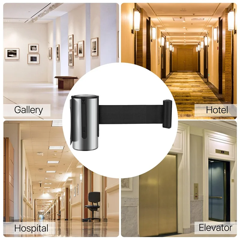 

【NEW】Crowd Control Retractable Belt Barrier - 10Ft Wall Mounted Safety Barrier Belt, Queue Line Dividers With Nylon Belt Easy In