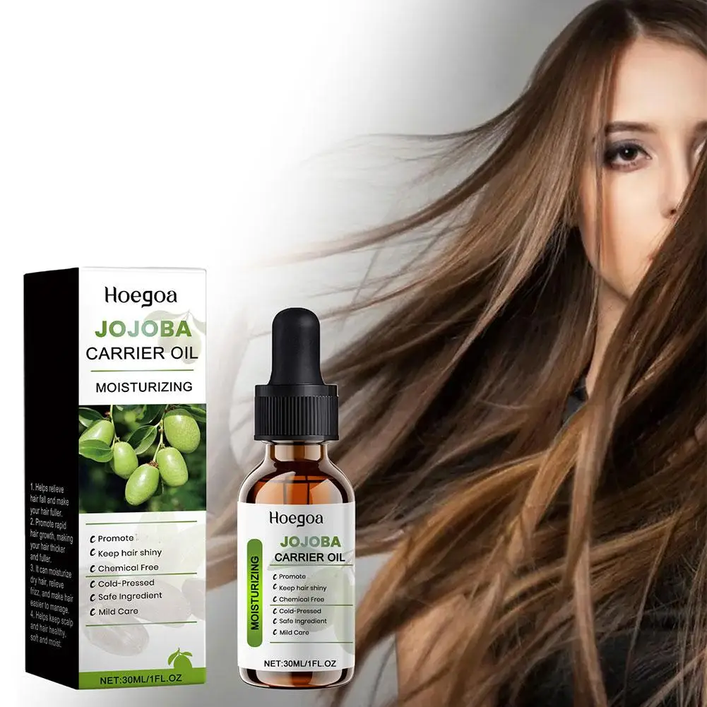 Jojoba Serum Rambut minyak pelembut perbaikan mengeriting produk rambut anti-ketombe kulit kepala 30ML perawatan perawatan rusak Q1D4