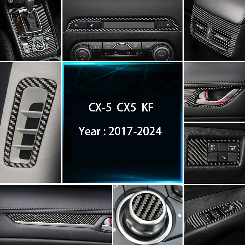Carbon Faser Für Mazda CX-5 CX5 KF 2017-2024 Innen Klimaanlage AC CD Panel Schalthebel Lesen Licht Abdeckung trim Aufkleber