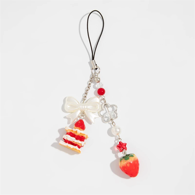 

Sweet Y2K Cute Strawberry Cake Mobile Phone Lanyard Lovely Fruits Phone Chain For Girls Aesthetic Cellphone Keychain