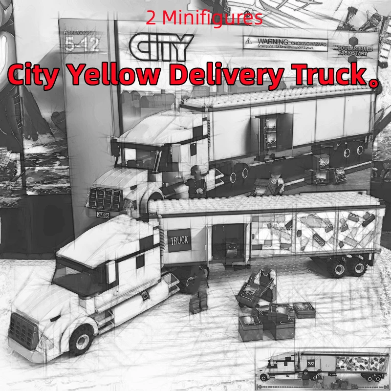

City Yellow Delivery Transporter Truck 60440 Building Blocks Brick Figures Set Vehicle Model Children Toys Kids Gifts
