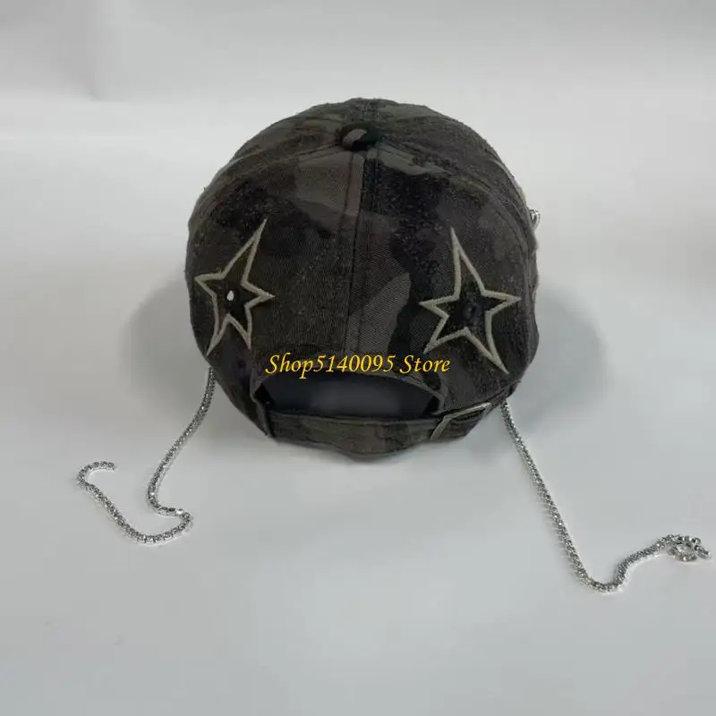 

DXAE Sports Sun Hat Rhinestones Chain Sports Hat for Outdoor Wear Camouflage Colour