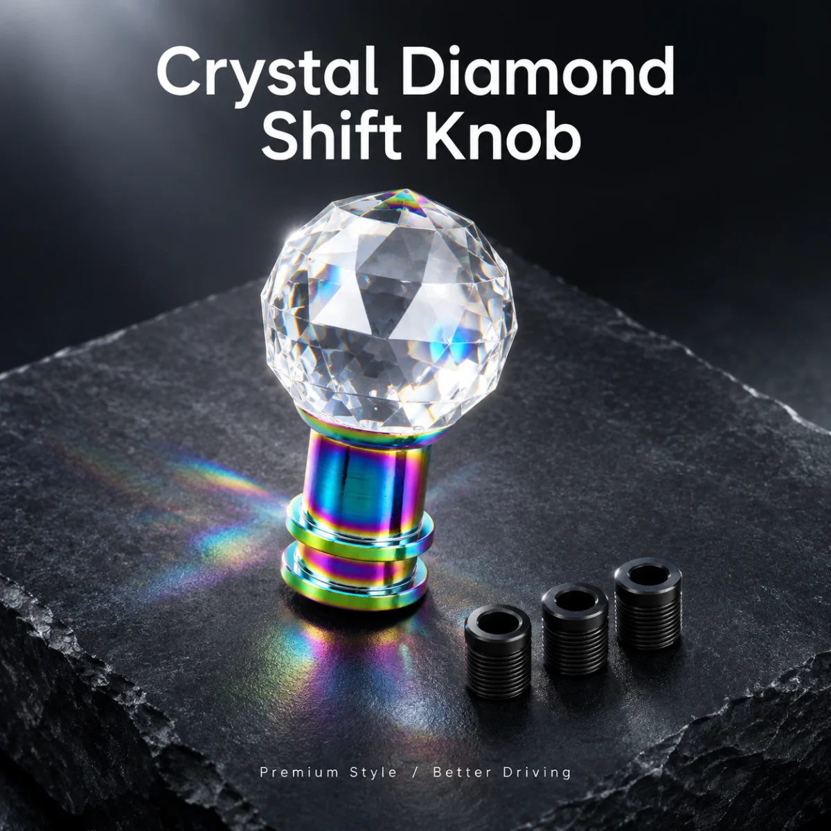 Crystal Diamond Car Gear Shift Knob/Acrylic Crystal Shifter Head with Colorful Metal Base