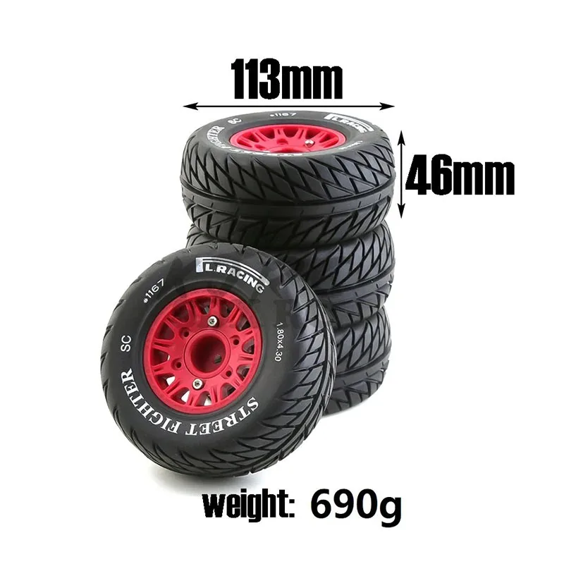 RC Car 4Pcs 113mm 1/8 1/10 Short Course Truck Tire with 12mm 14mm 17mm Wheel Hex for Slash ARRMA SENTON Vkar SCTX10 HPI RC Car