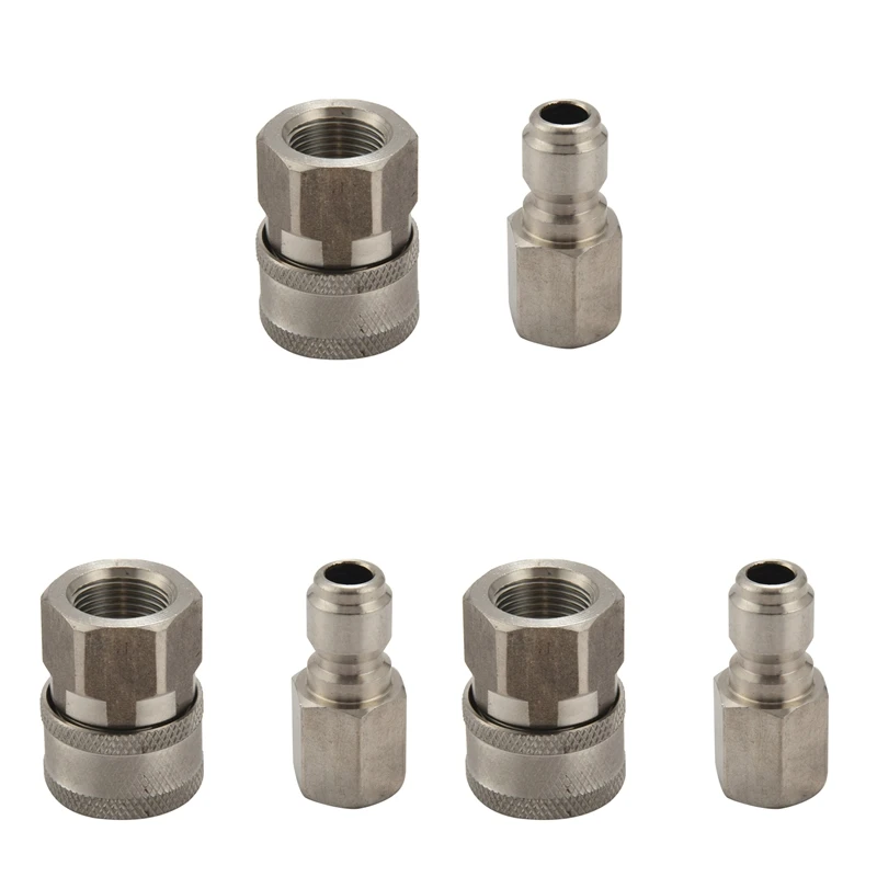 

3X Stainless Steel Pressure Washer Adapter Set G3/8 Inch Female Quick Connect Plug And Socket,Max Pressure 5000 Psi