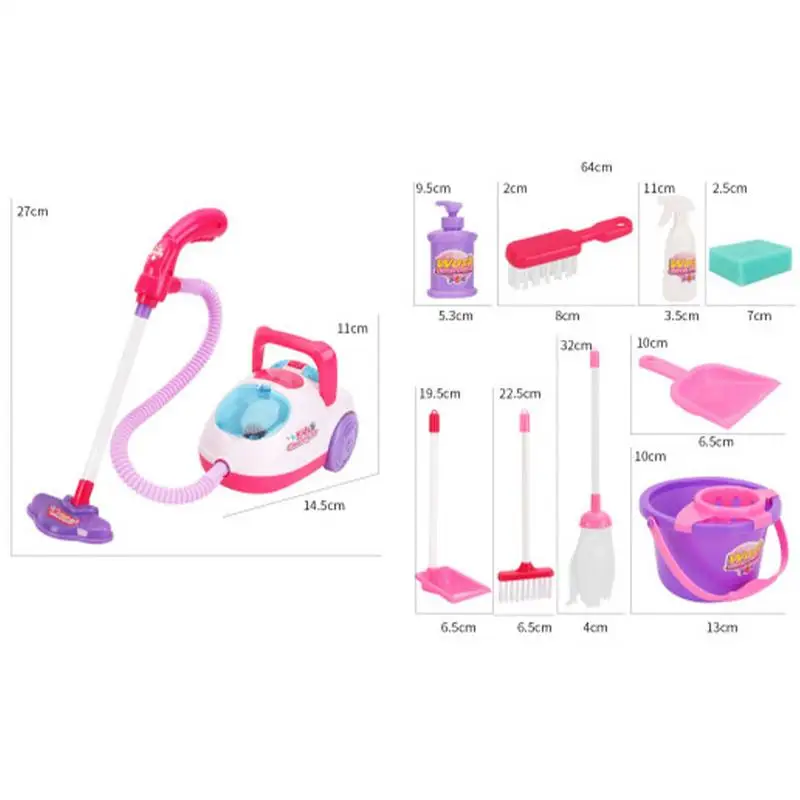 Kids Vacuum Pretend Play Children House Cleaning Toys Realistic Electric Vacuum Pretend Play Housekeeping Cleaning Set For Boys