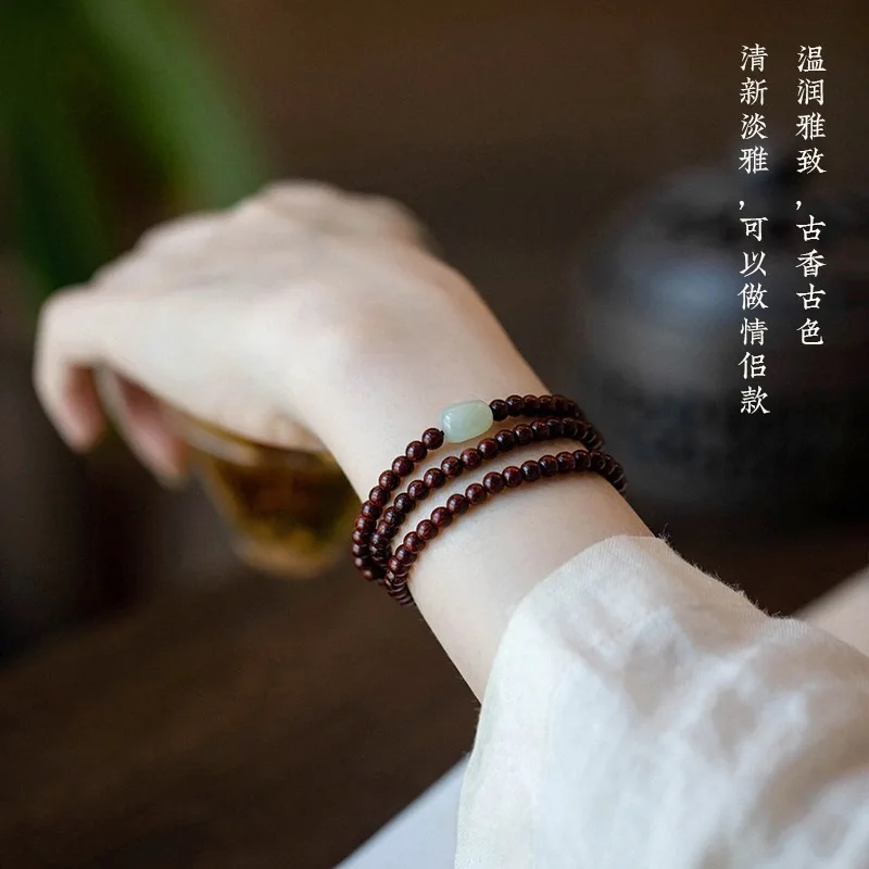 

Нежные буддийские бусины премиум-класса из красного сандалового дерева, минималистичный древний стиль, литературные унисекс, изысканные ювелирные изделия для рук, модное ремесло