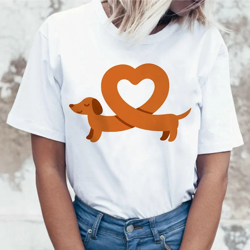 الألماني تي شيرت المرأة الصيف النساء عيد الميلاد الكلب تي شيرت س الرقبة عادية Harajuku مضحك Kawaii مطبوعة بلايز تيز الإناث