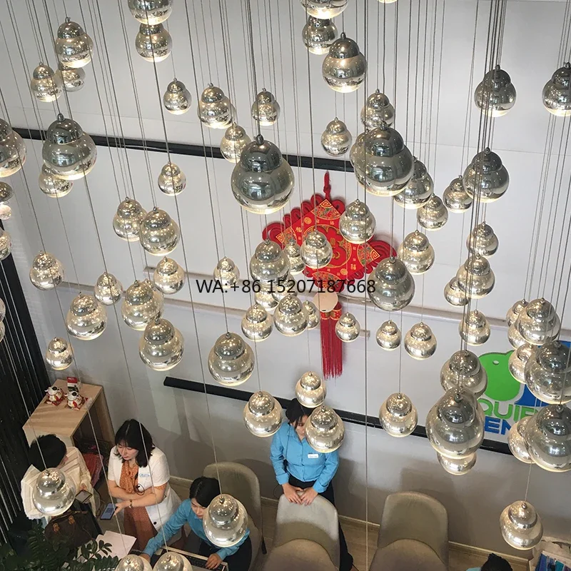 Modern High Quality Luxury Glass LED  Lighting Custom Project for Hotel  Hall Remote Control Mode