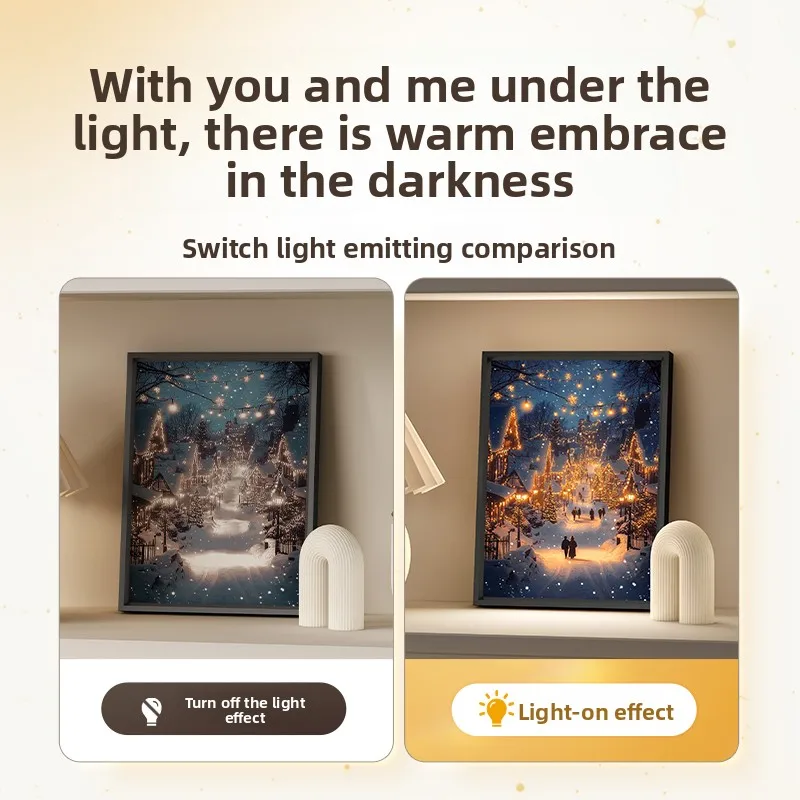 Regalo de Navidad creativo, pintura de luz LED alimentada por USB, lámpara de atmósfera de luz nocturna, puede tocar música, adornos de decoración de escritorio para habitación