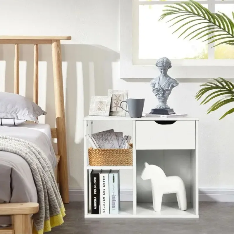 

3-Tier Side Table with Storage Shelf and Drawer Space