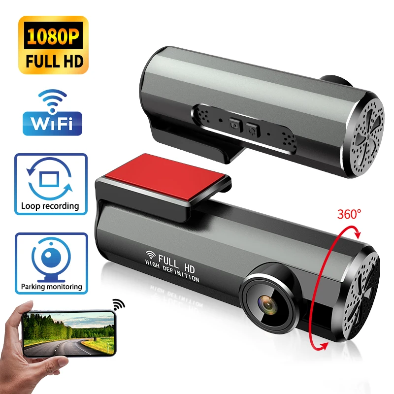 

Автомобильный видеорегистратор с Wi-Fi, видеорегистратор HD 1080p, ночное видение, голосовое управление ии, видеорегистратор заднего хода, циклическая видеокамера для вождения, запись видео