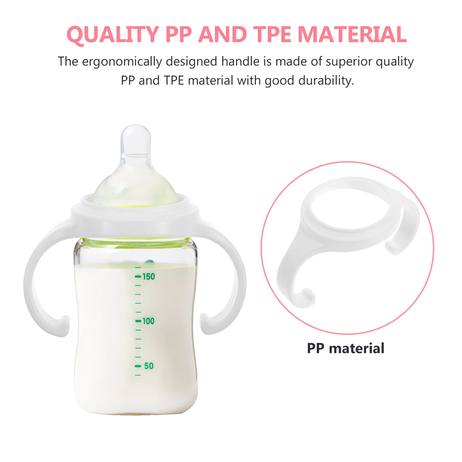 

2Pcs Durable Anti-Scald Milk Bottle Accessories Ergonomic Design PP Tpe Easy to Install and Uninstall Infant Milk Bottle Handles