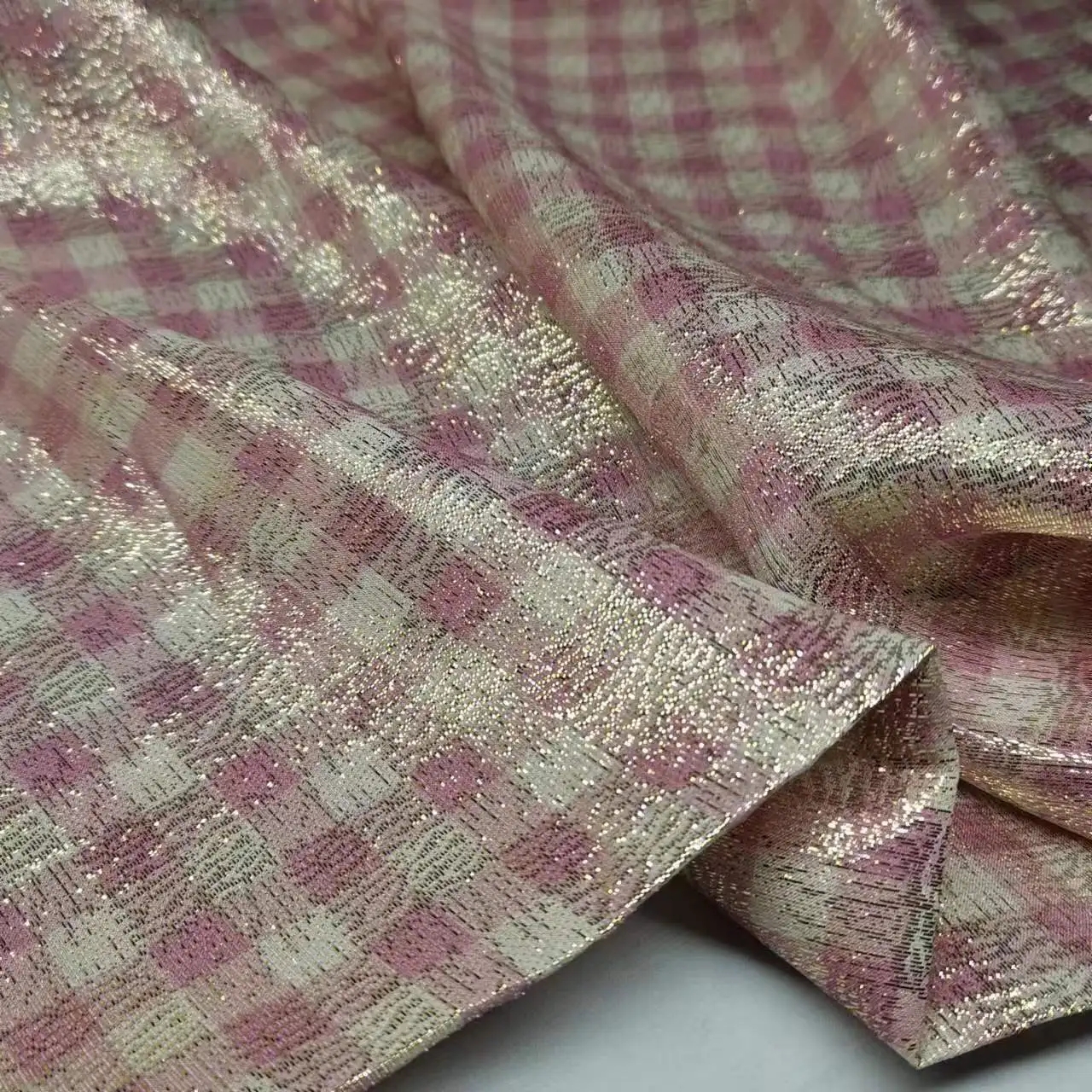 Bling Silk Dress Fabric Somali Dirac Brocade Metallic Shiny Jacquard Sewing Material