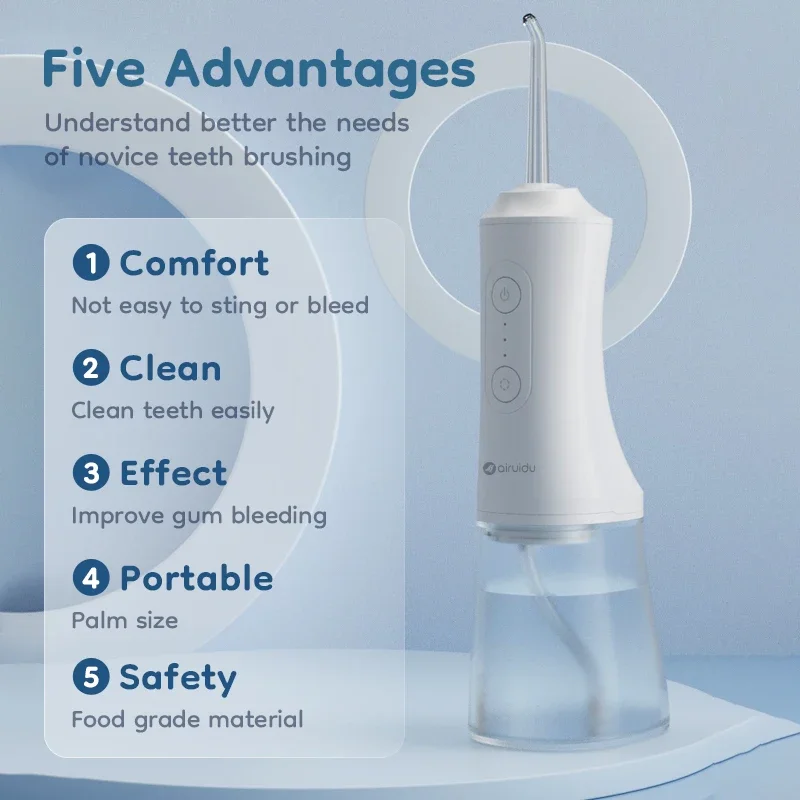 

Зубная нить Портативный беспроводной ирригатор для полости рта 3 режима очистки Водонепроницаемый перезаряжаемый зубной очиститель 4 насадки Чистые десны