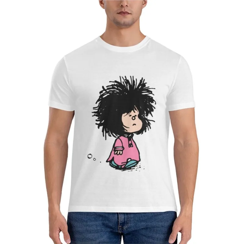 Mafalda with newly-raised disheveled nightgown Quino argentina cartoon Relaxed Fit T-Shirt big and tall t shirts for men