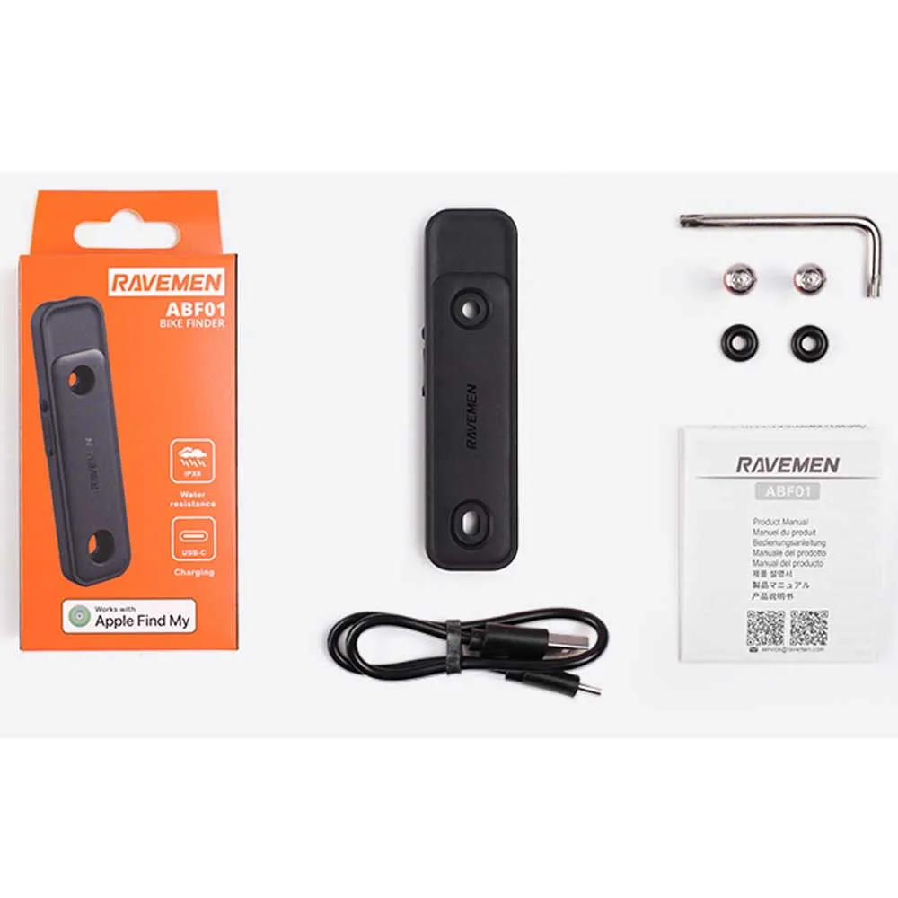 RAVEMEN ABF01 자전거 GPS 추적기 Apple iPhone용 자전거 위치 추적기 태그 내 앱 찾기 충전식 방수 IPX6 분실 방지