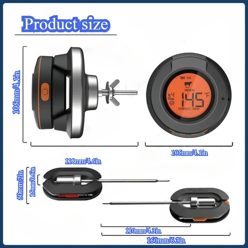 Bluetooth BBQ Thermometer Digital Probe for Oven Grill Meat Cooking Kitchen Accessories Wireless Smart Sensor High Temp 500℃