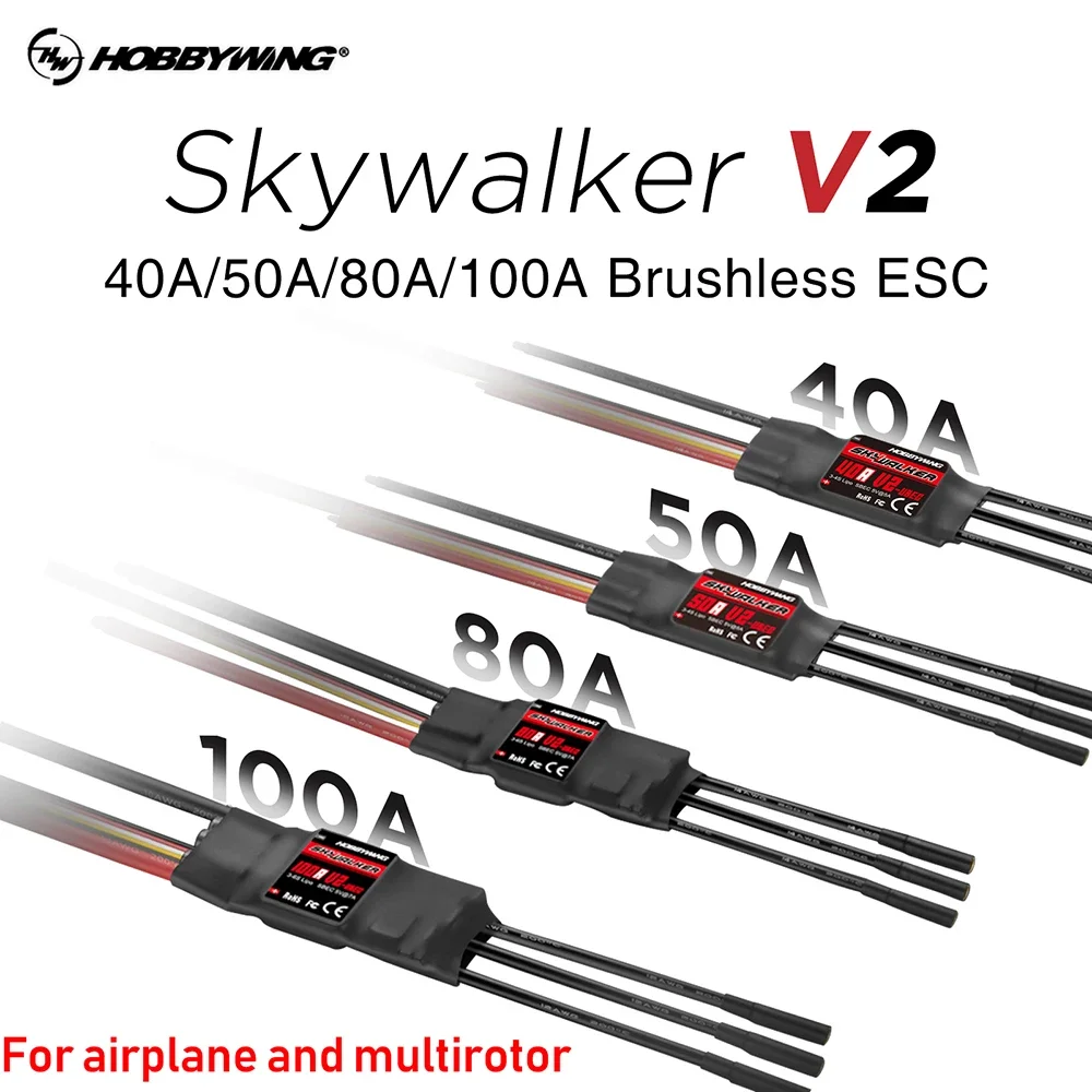 Hobbywing Skywalker 40A 50A 60A 80A 100A 20A 30A ESC Speed Controller With UBEC For RC Airplanes Helicopter