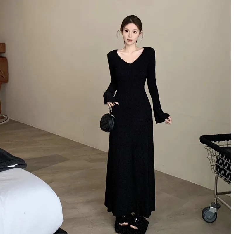 المرأة محبوك عباءة oulder V-ne طويل الدكتور Faion مجموعة الخريف الشتاء عادية Sle قطعتين دعوى تنوعا ملابس خارجية #3