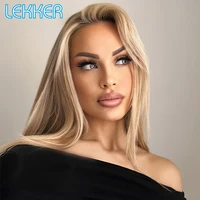 Lekker liquidación larga rubia recta 13x1 T encaje frontal 100% pelucas de cabello humano para mujeres cabello Remy brasileño sin pegamento pelucas para uso diario