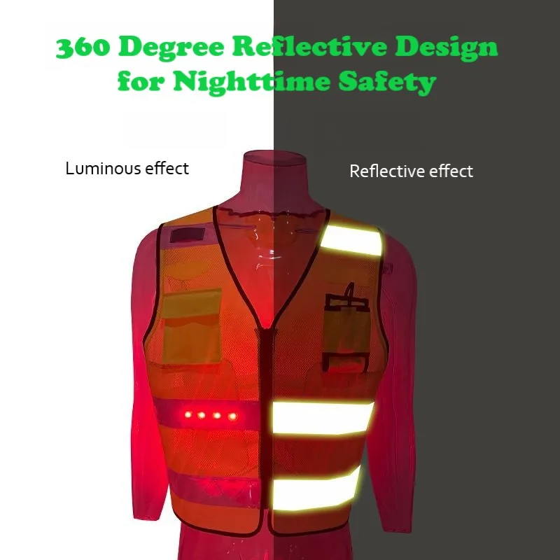 TA-B02.2 LED Light-Emitting Reflective Vest with Light Road and Bridge Traffic Safety Machine Washable Multiple Warnings