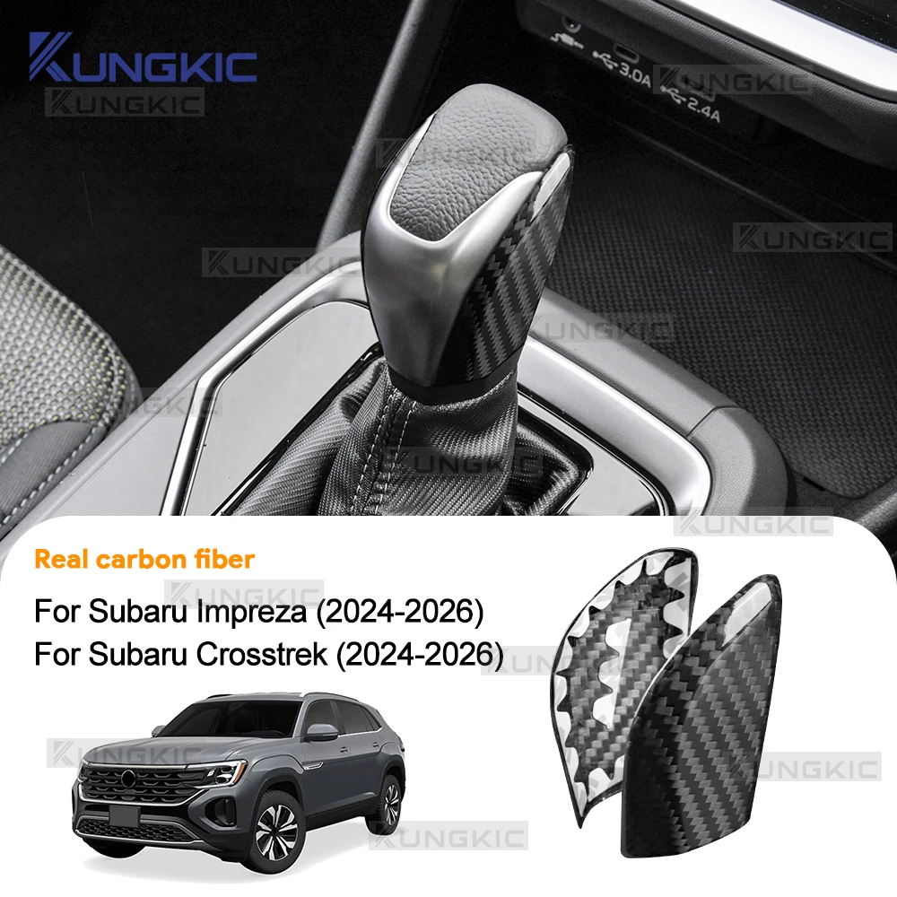 

Car Gear Shift Knob Real Dry Hard Carbon Fiber Sticker For Subaru Crosstrek/Impreza 2024 2025 2026 LHD RHD Interior Cover