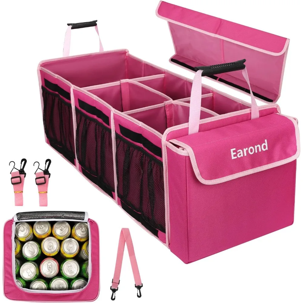

Collapsible Trunk Organizer with Insulated Leakproof Cooler Bag,Removable Lid,Adjustable Securing Straps,