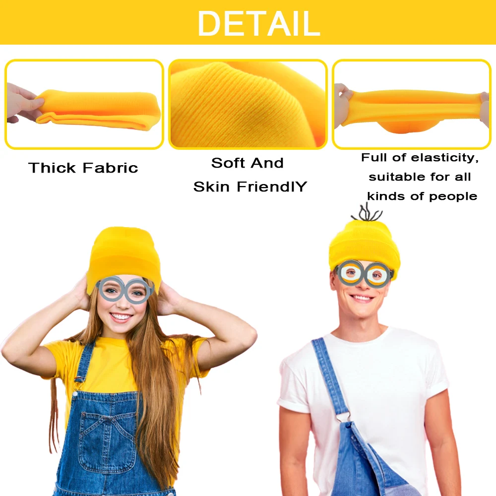 8 PCS Halloween Costume Accessories Adult Yellow Hat Funny Glasses Gloves Suspenders Accessories Kit Halloween Cosplay Costume